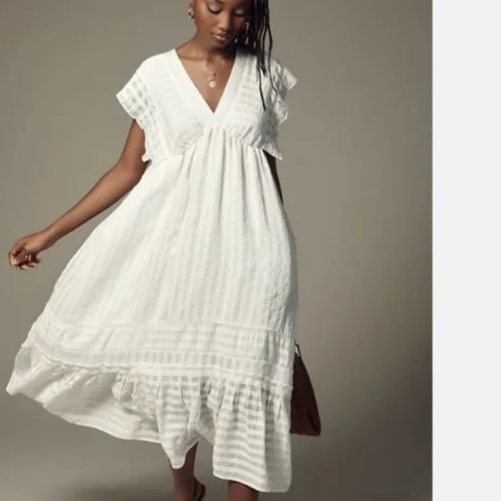 ISO V neck ruffled tiered babydoll dress